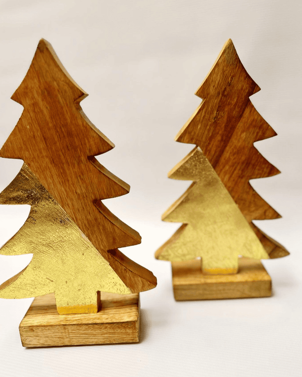 Set de 2 pinos madera/dorado