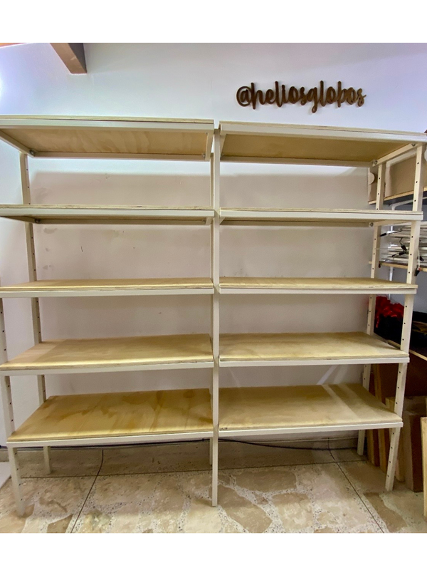 Estanteria hierro beige y madera (DESARMABLE)