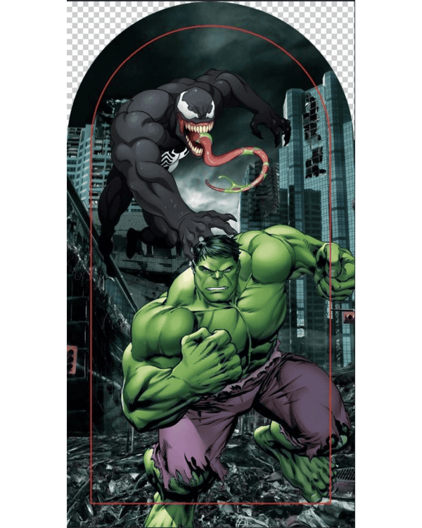 Fondo Hulk vs Venom con backing ovalado
