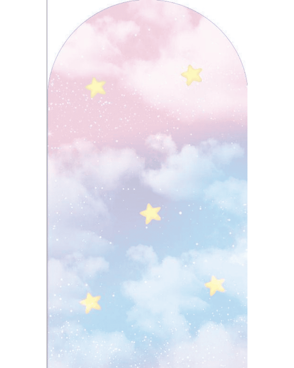 Fondo cielo pastel con backing ovalado