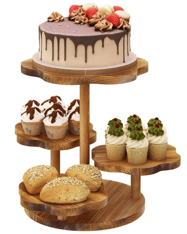 Tortera tipo fuente de madera 4 puestos